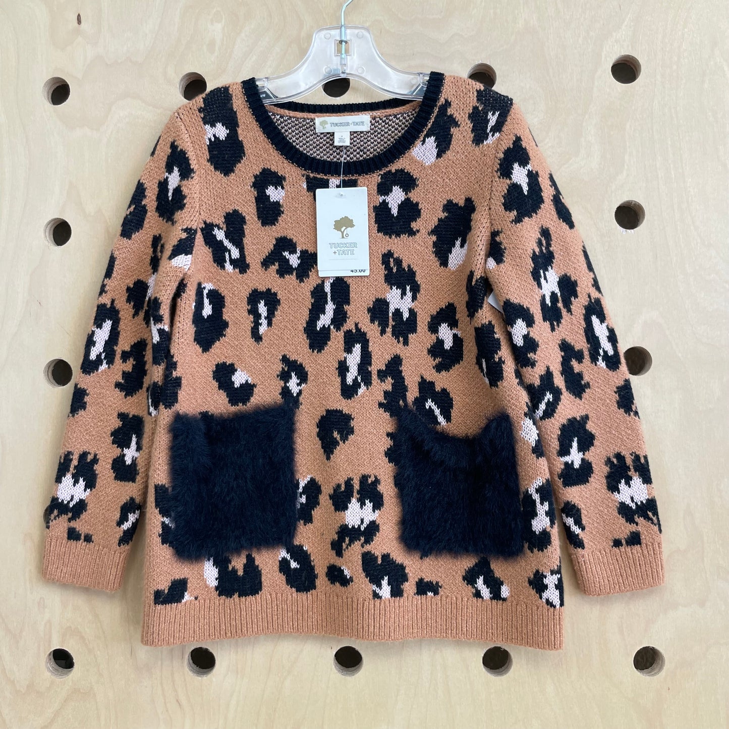 Leopard Print Fuzzy Pocket Sweater NEW!