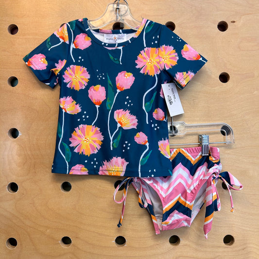 Teal/Pink Floral Swim Set