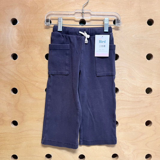 Grey Ribbed Drawstring Pants