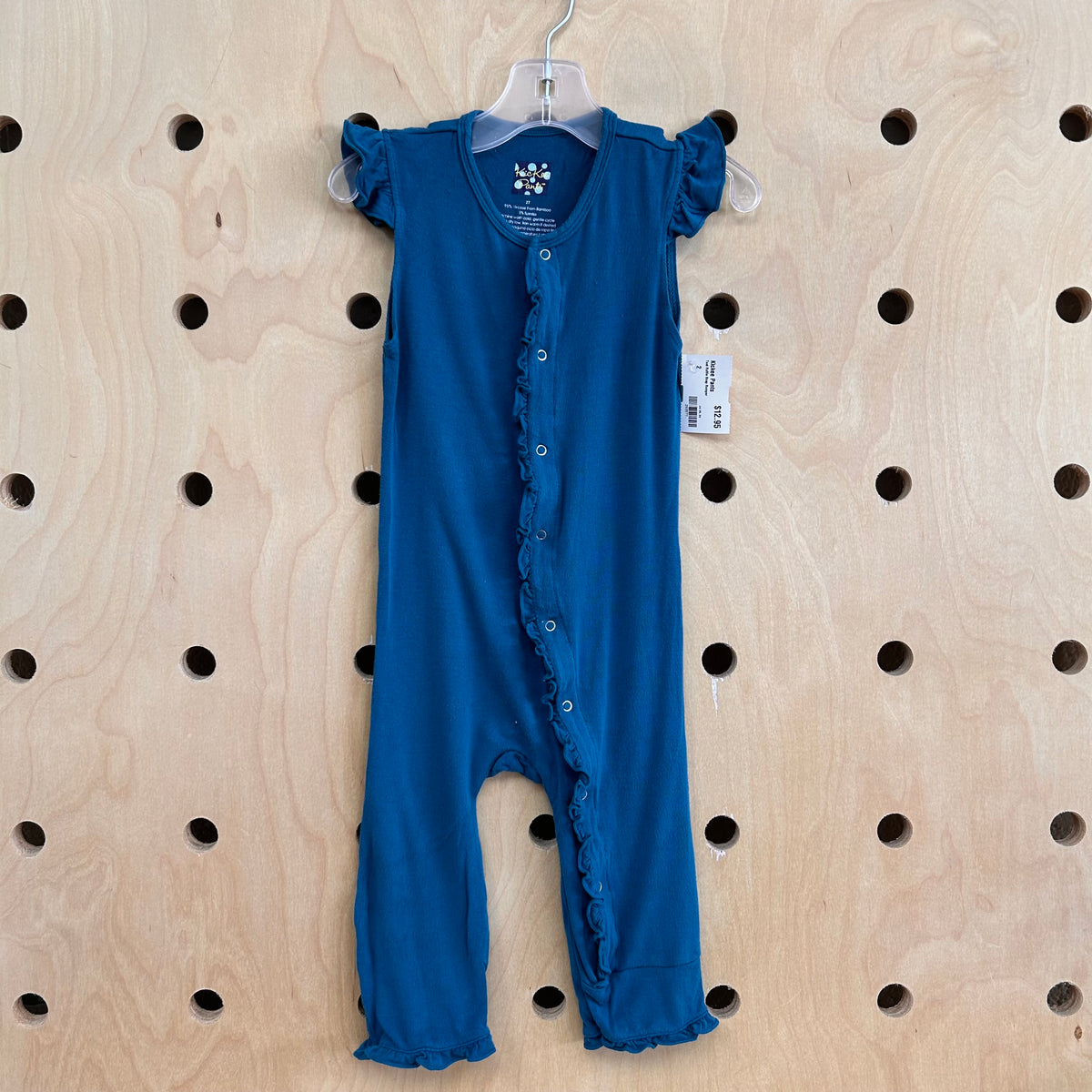 Teal Ruffle Snap Romper