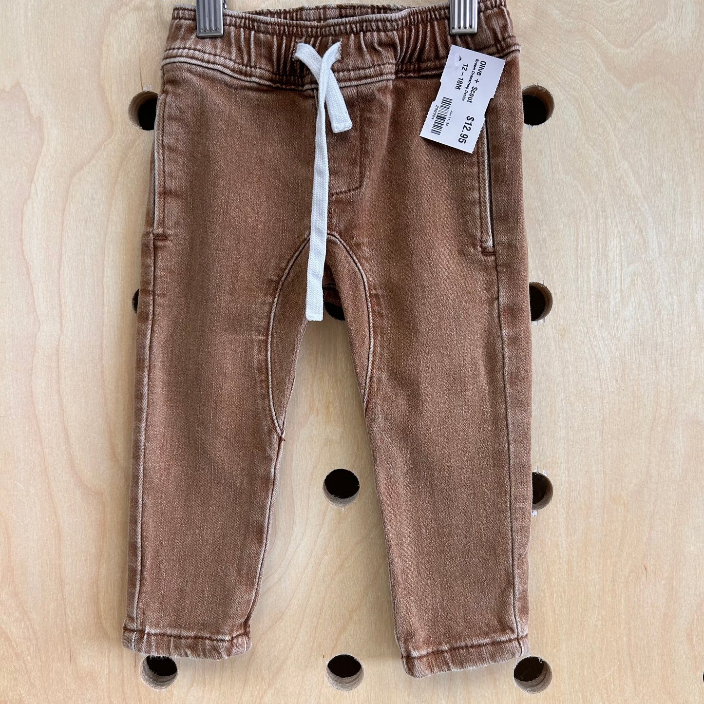 Brown Drawstring Denim