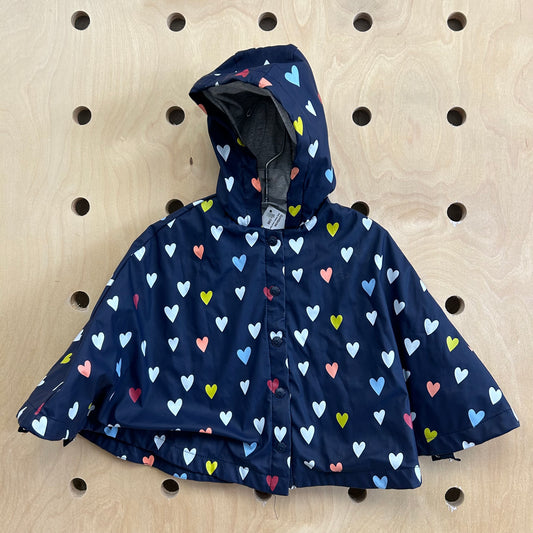 Navy Hearts Lined Rain Poncho