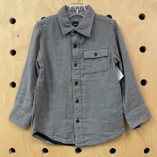 Grey Plaid-Lined Button Up