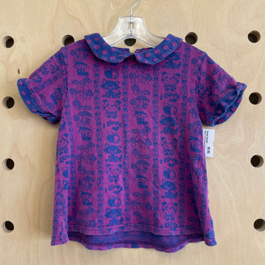 Purple Knit Mushrooms + Animals Top
