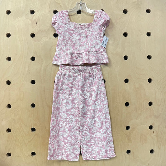 Organic Pink Floral Gauze Outfit