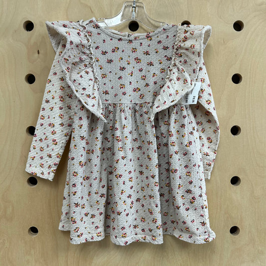Beige Floral Textured Dress