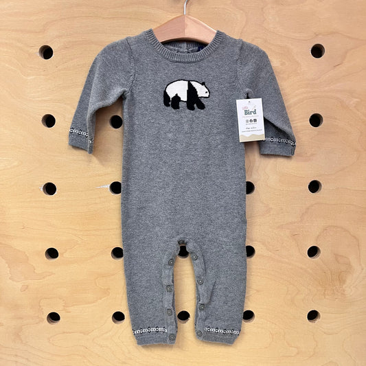Grey Knit Panda Romper
