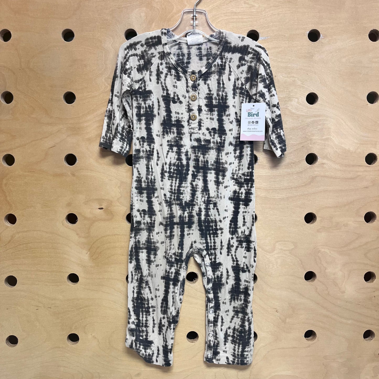 Grey/Cream Tie Dyed Modal Romper