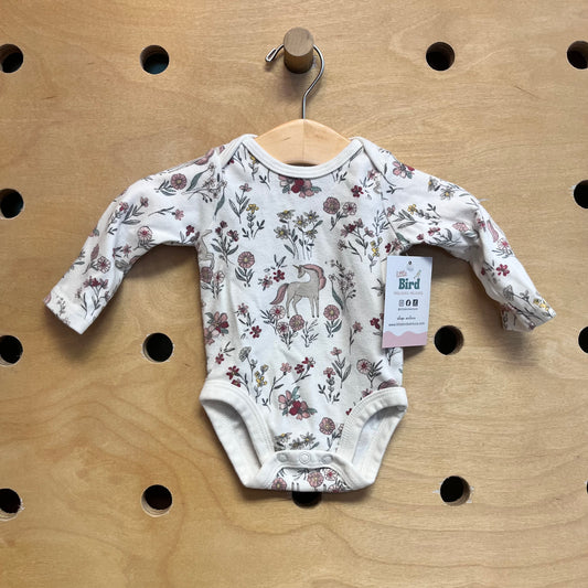 Organic White/Red Floral Horse Bodysuit