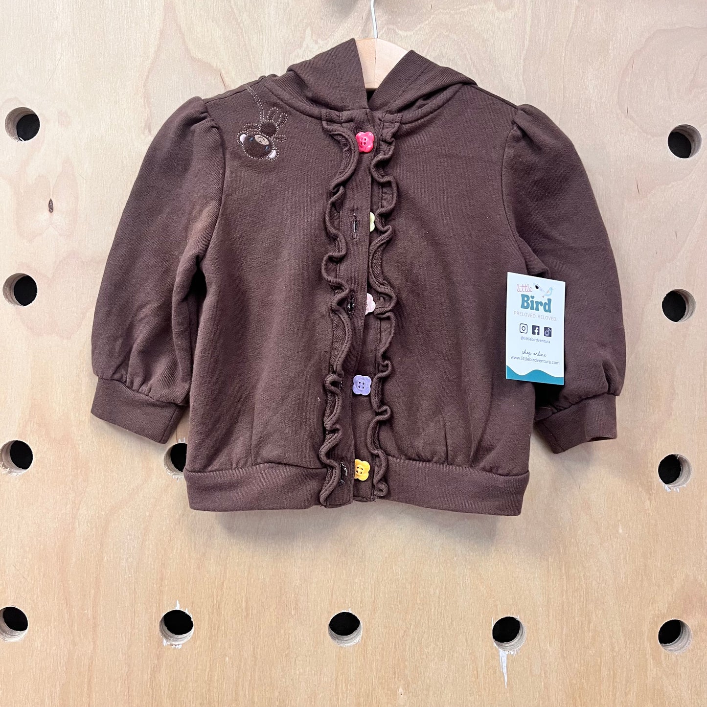 Brown Flower Button Monkey Hoodie NEW!