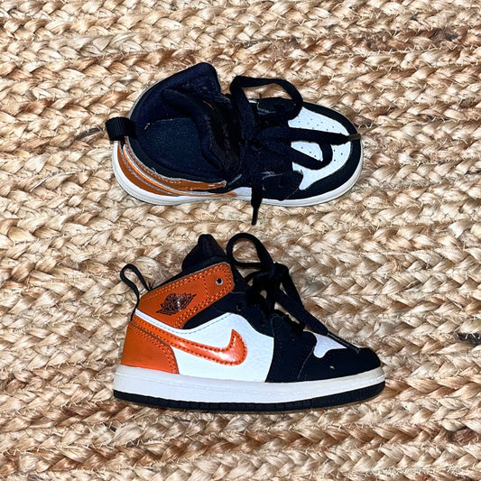 Orange/Black Air Jordan 1 Mid Sneakers