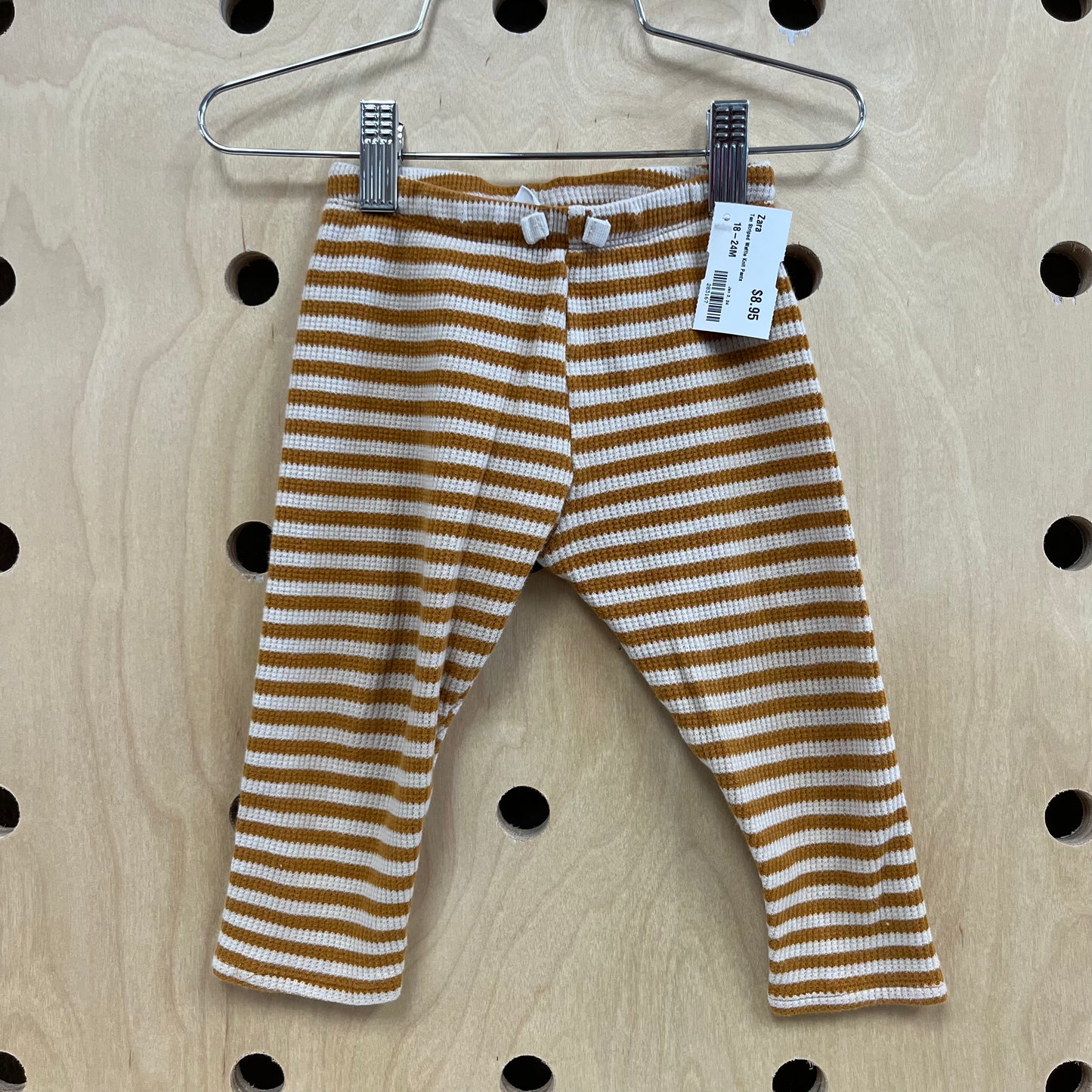 Tan Striped Waffle Knit Pants