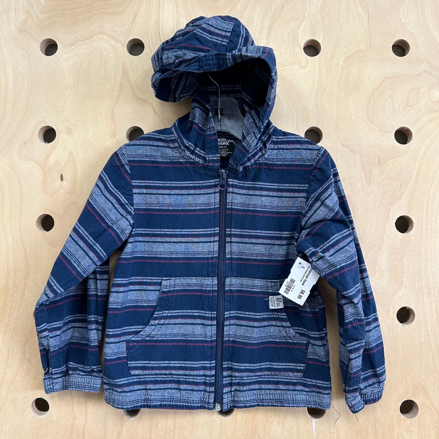 Blue Striped Zip Hoodie