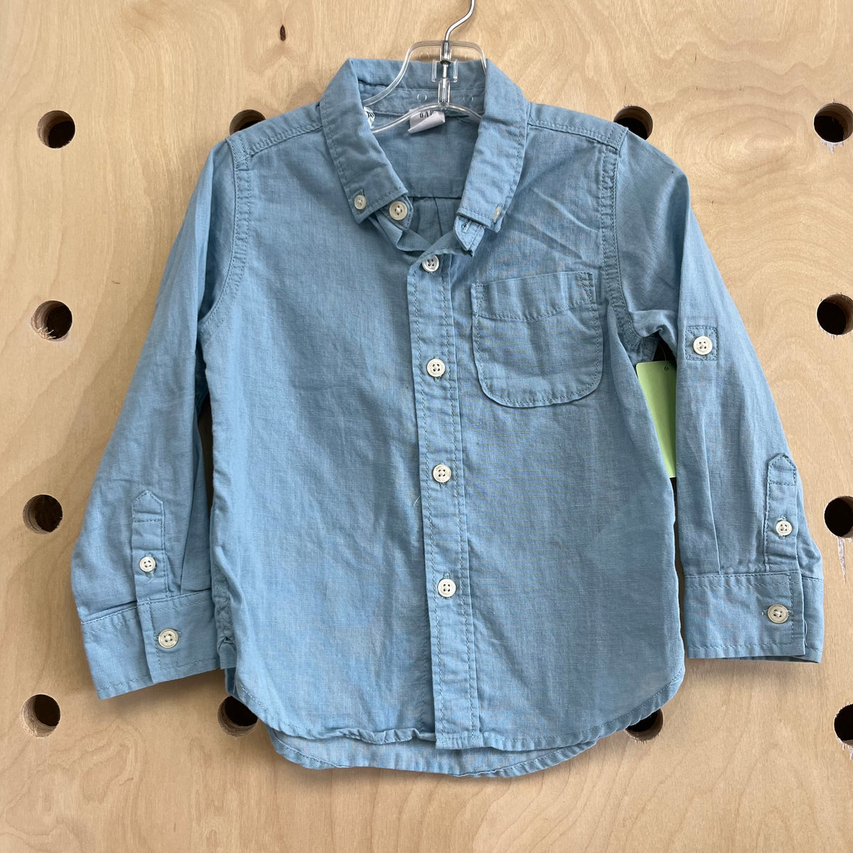 Blue Linen Button Up Long Sleeve