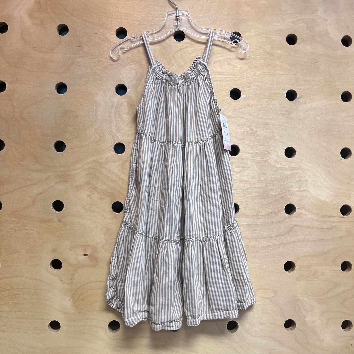 Tan/White Striped Tank Dress
