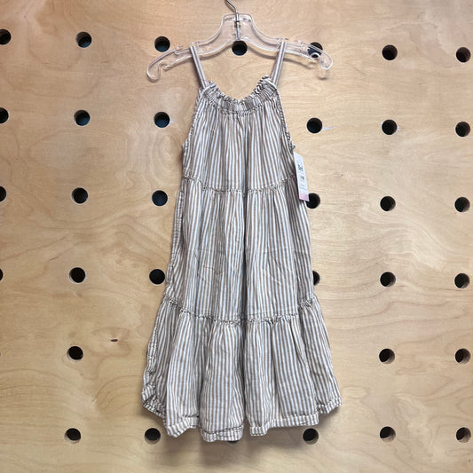 Tan/White Striped Tank Dress