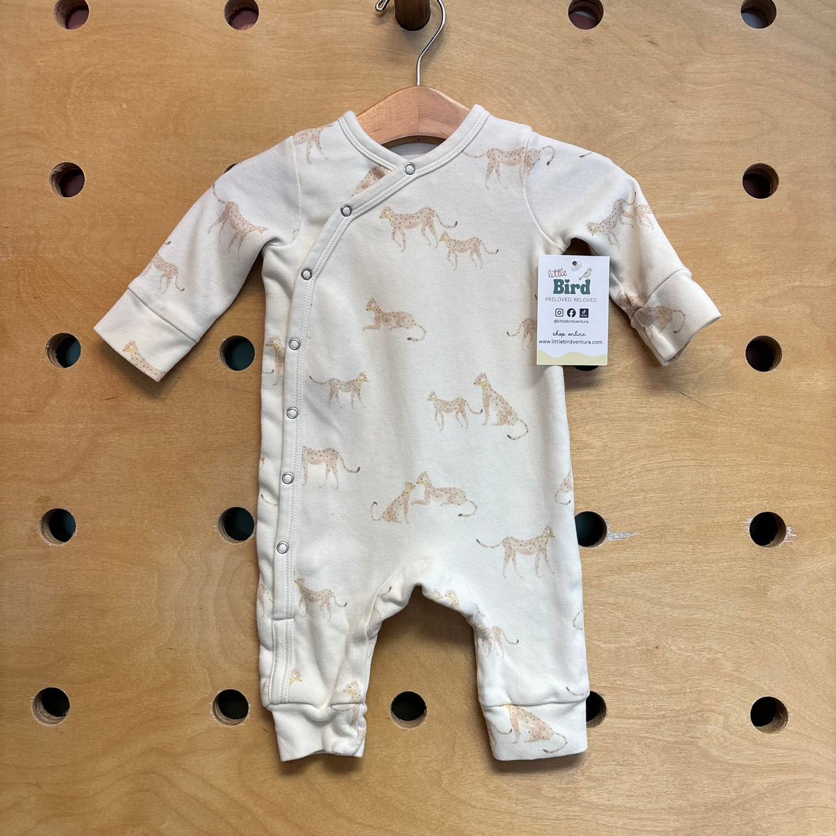 Cream Cheetah Organic Snap Romper