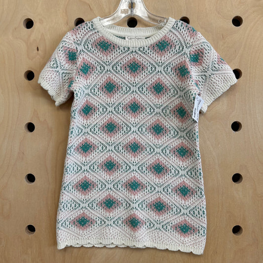 Cream Teal Pink Knit Dress