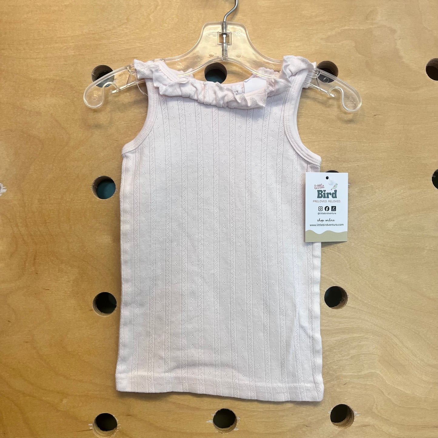 Pink Pointelle Ruffle Tank