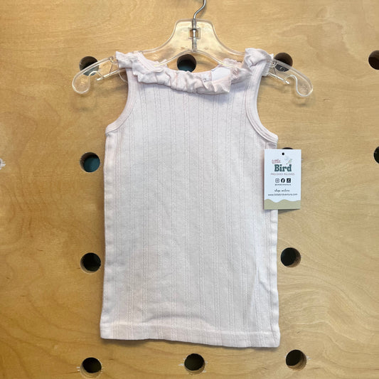 Pink Pointelle Ruffle Tank