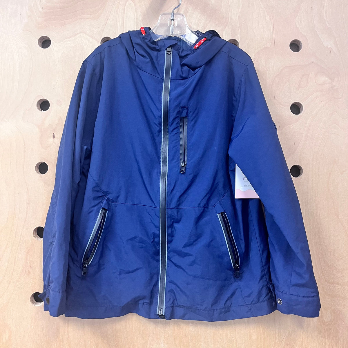 Blue Nylon Zip Hoodie