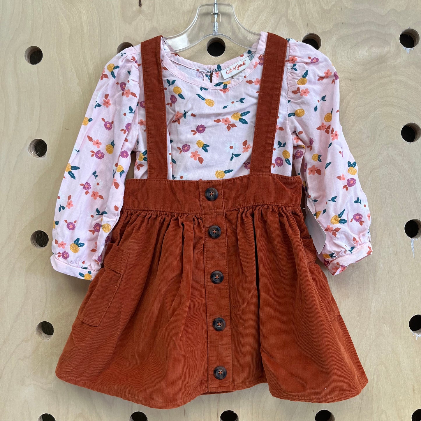 Orange Cord Jumper & Floral Top