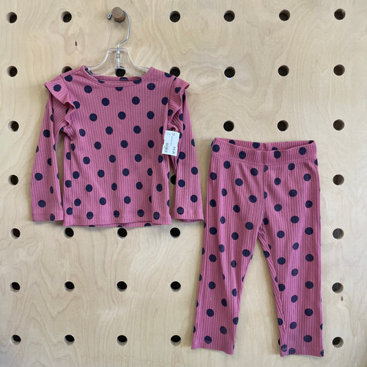 Rose + Black Ribbed Pajamas