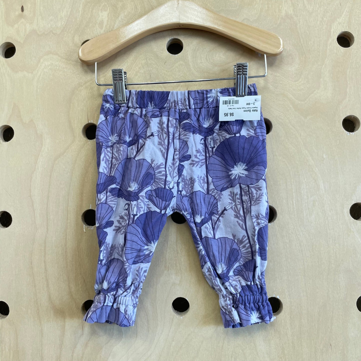Organic Purple Poppy Ruffle Trim Pants