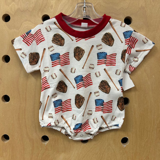American Baseball Bubble Romper