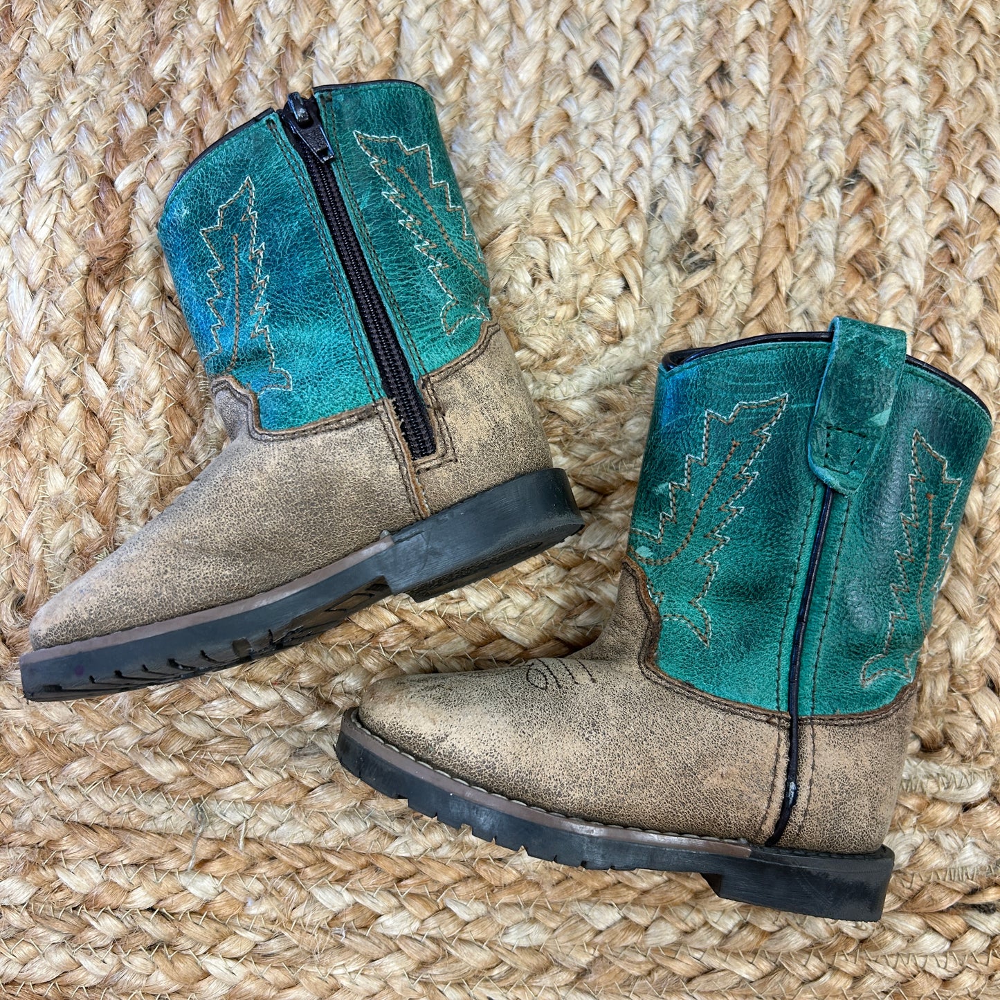Brown & Green Cowboy Boots