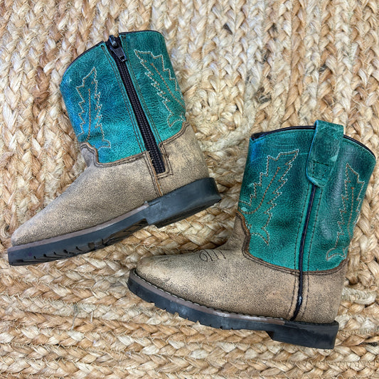Brown & Green Cowboy Boots