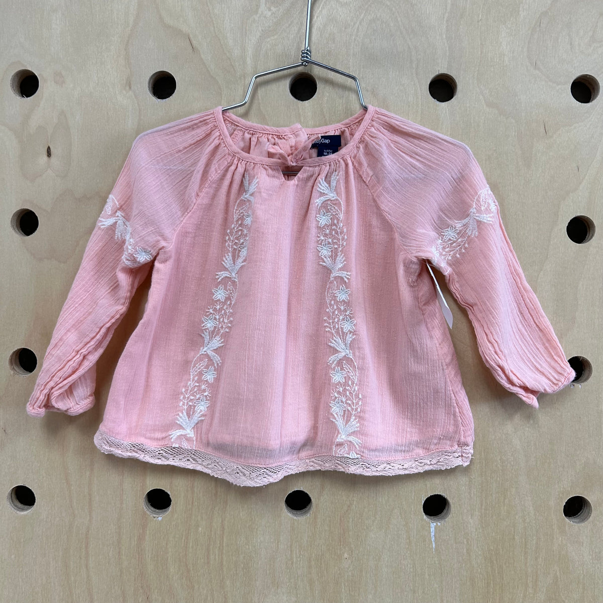 Pink & White Embroidered Top