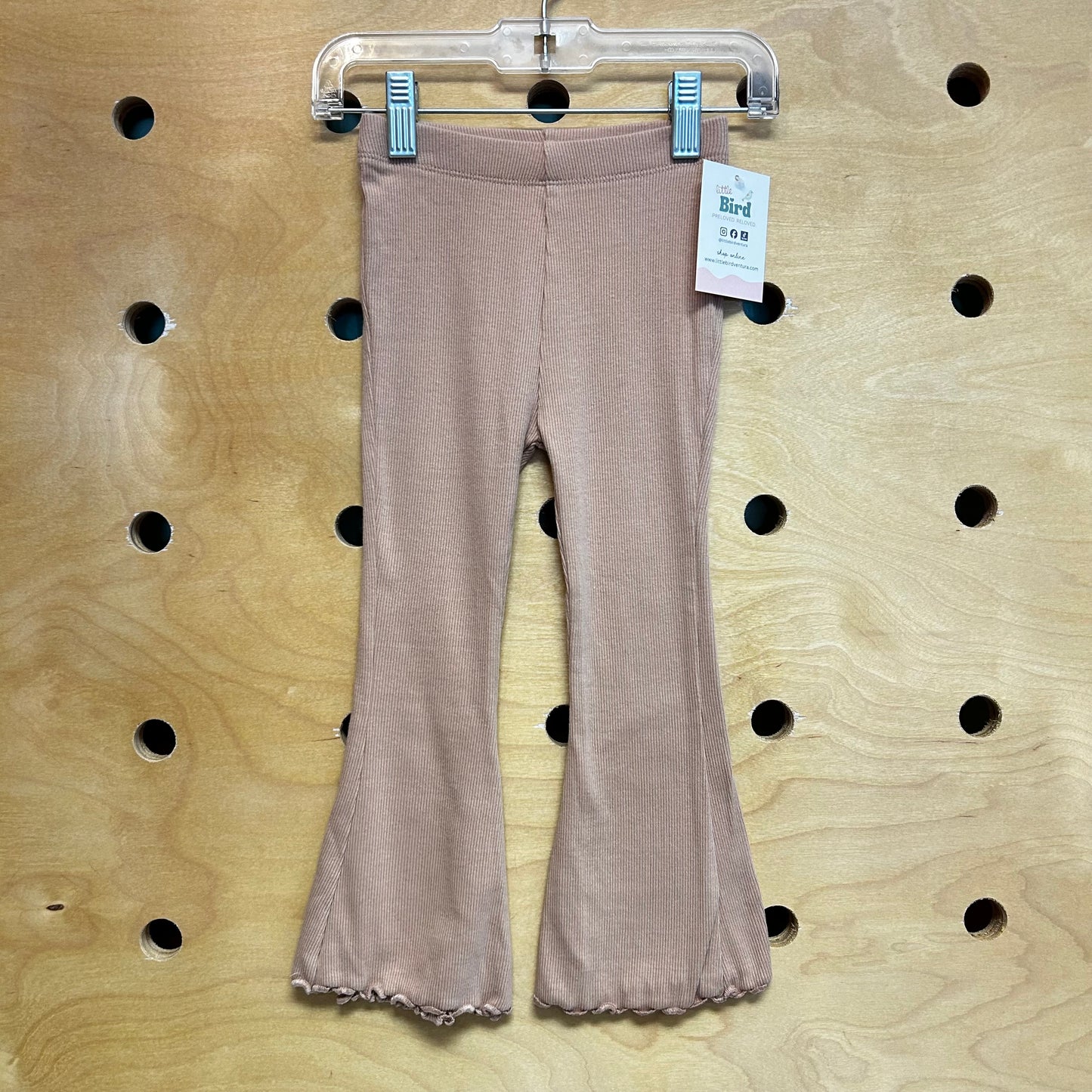 Sandy Tan Ribbed Flare Leggings