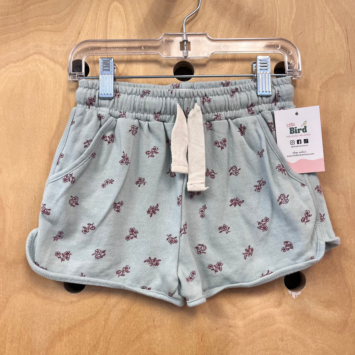 Mint Floral Drawstring Shorts