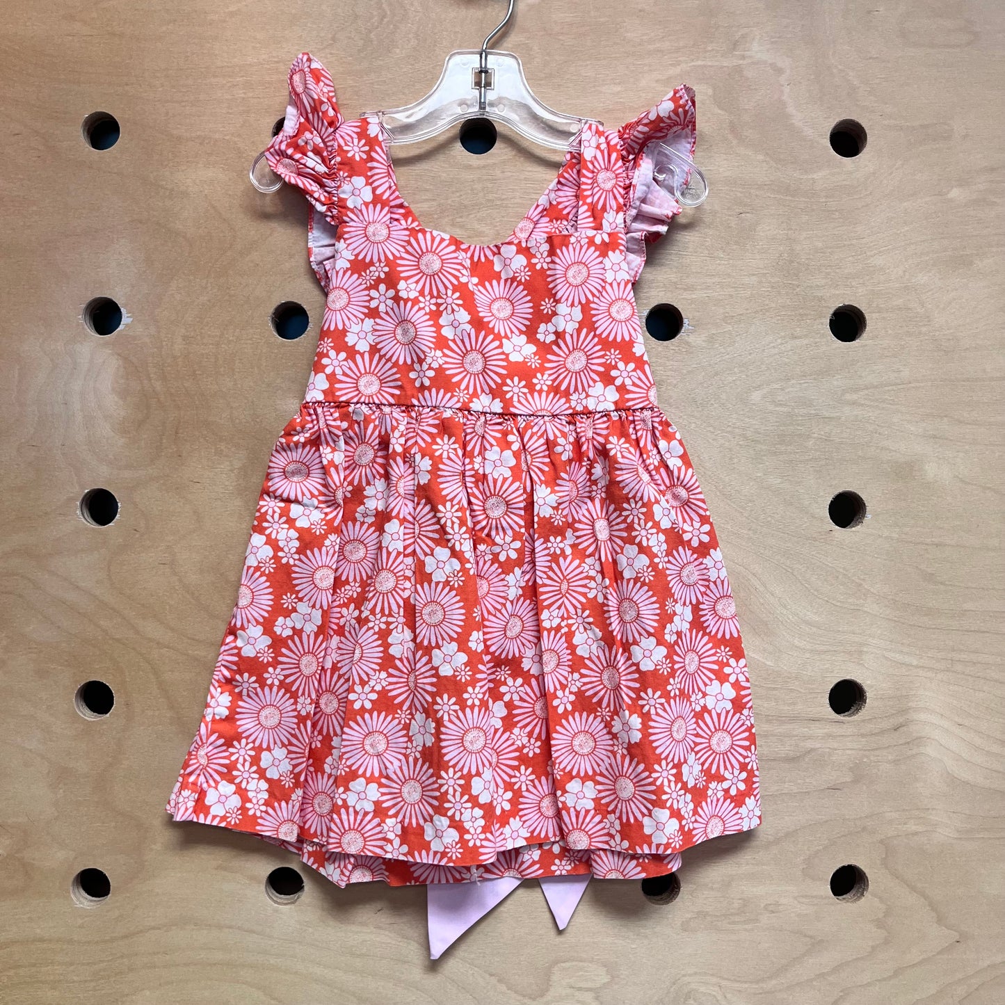 Orange Floral/Pink Back Bow Dress