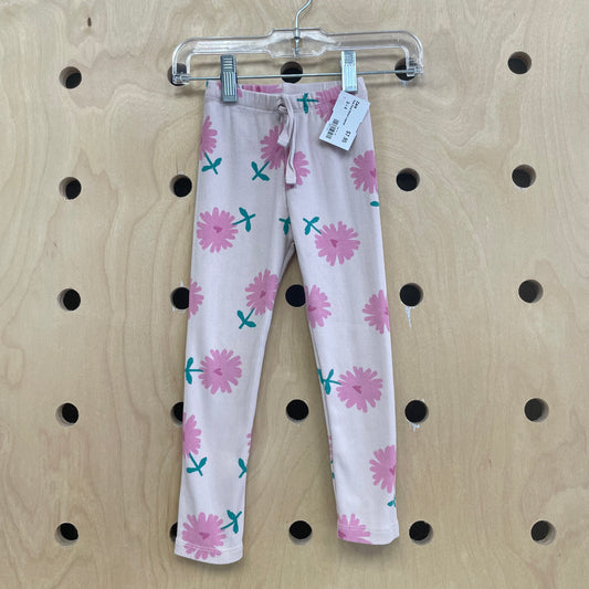 Pink Floral Ribbed Leggings