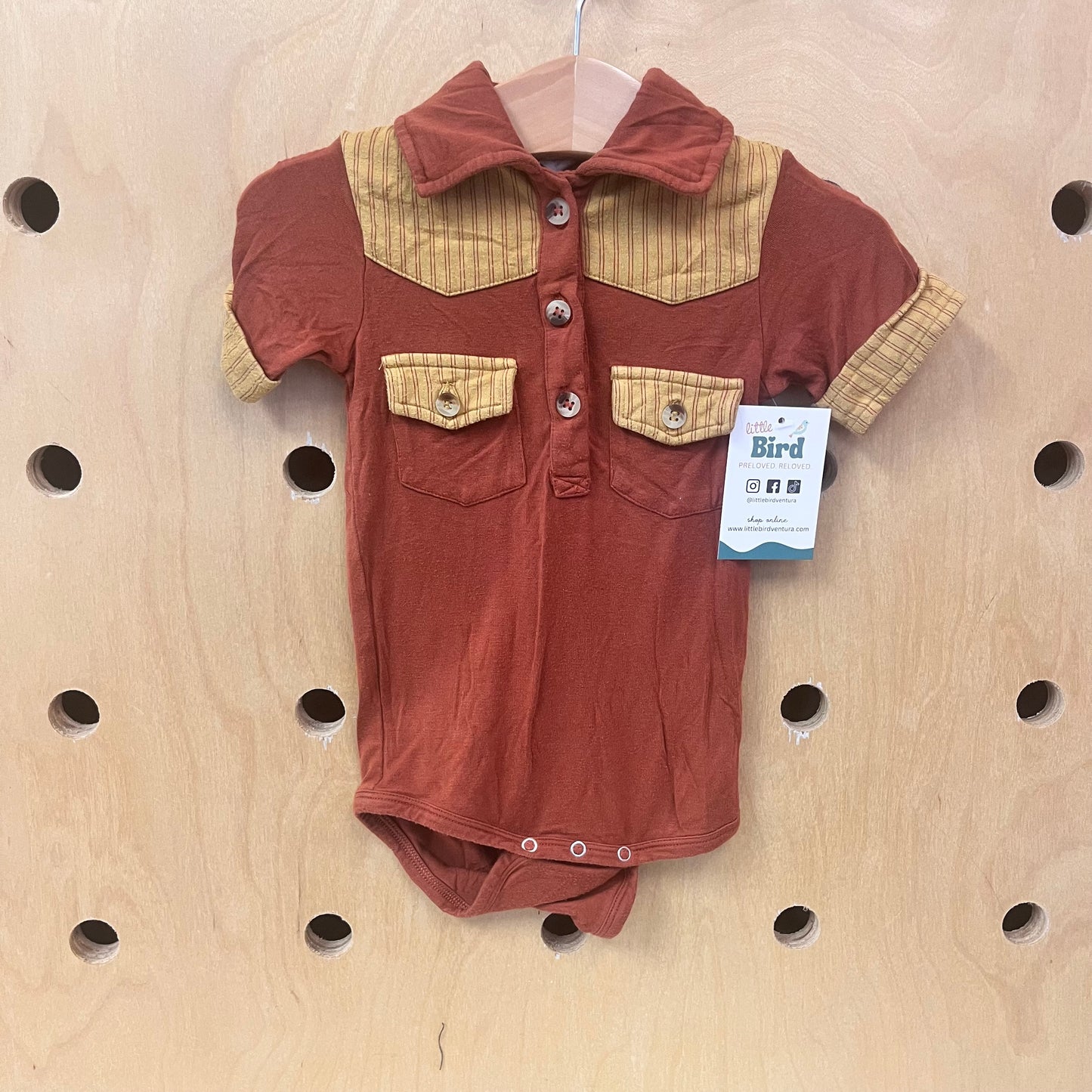 Brown Bamboo Polo Bodysuit