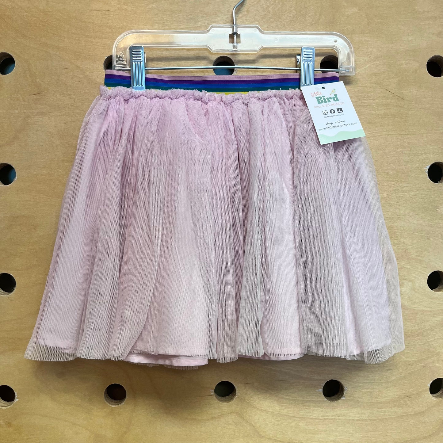 Pink Rainbow Band Tulle Skirt
