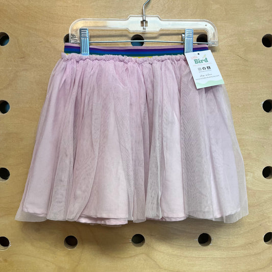 Pink Rainbow Band Tulle Skirt