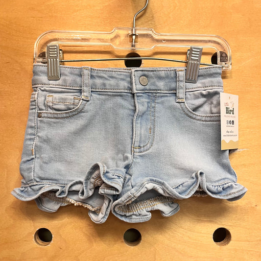 Light Wash Ruffle Denim Shorts