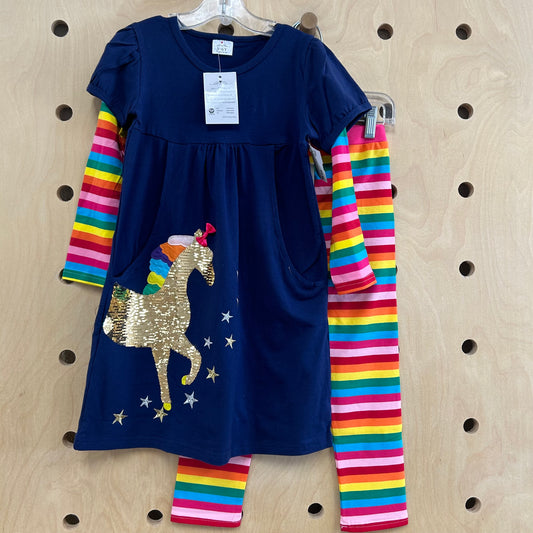 Navy Rainbow Flip Sequin Outfit NEW!