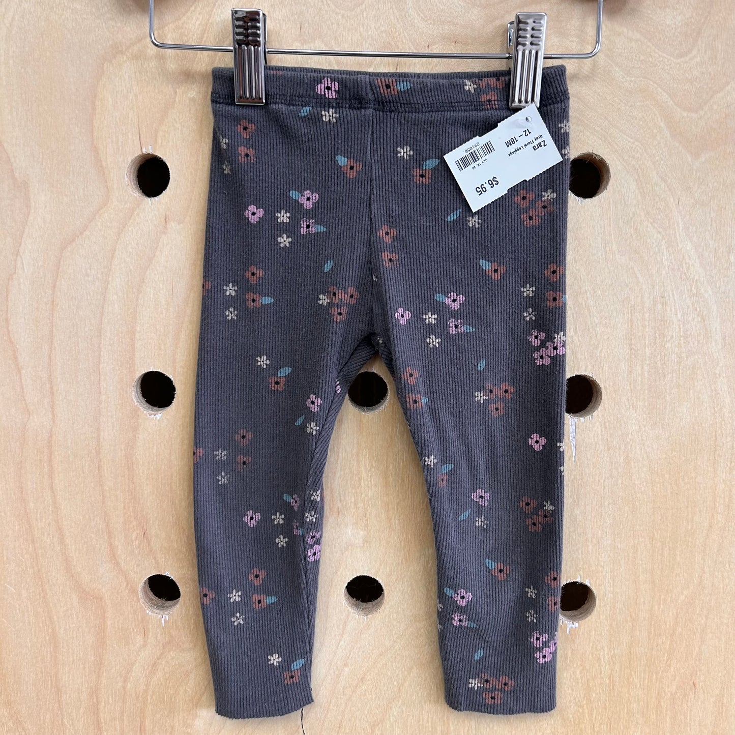 Grey Floral Leggings