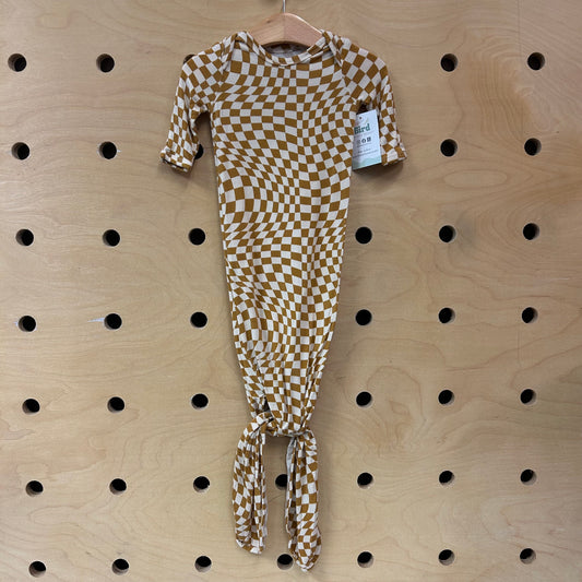 Brown Checker Bamboo Knotted Gown