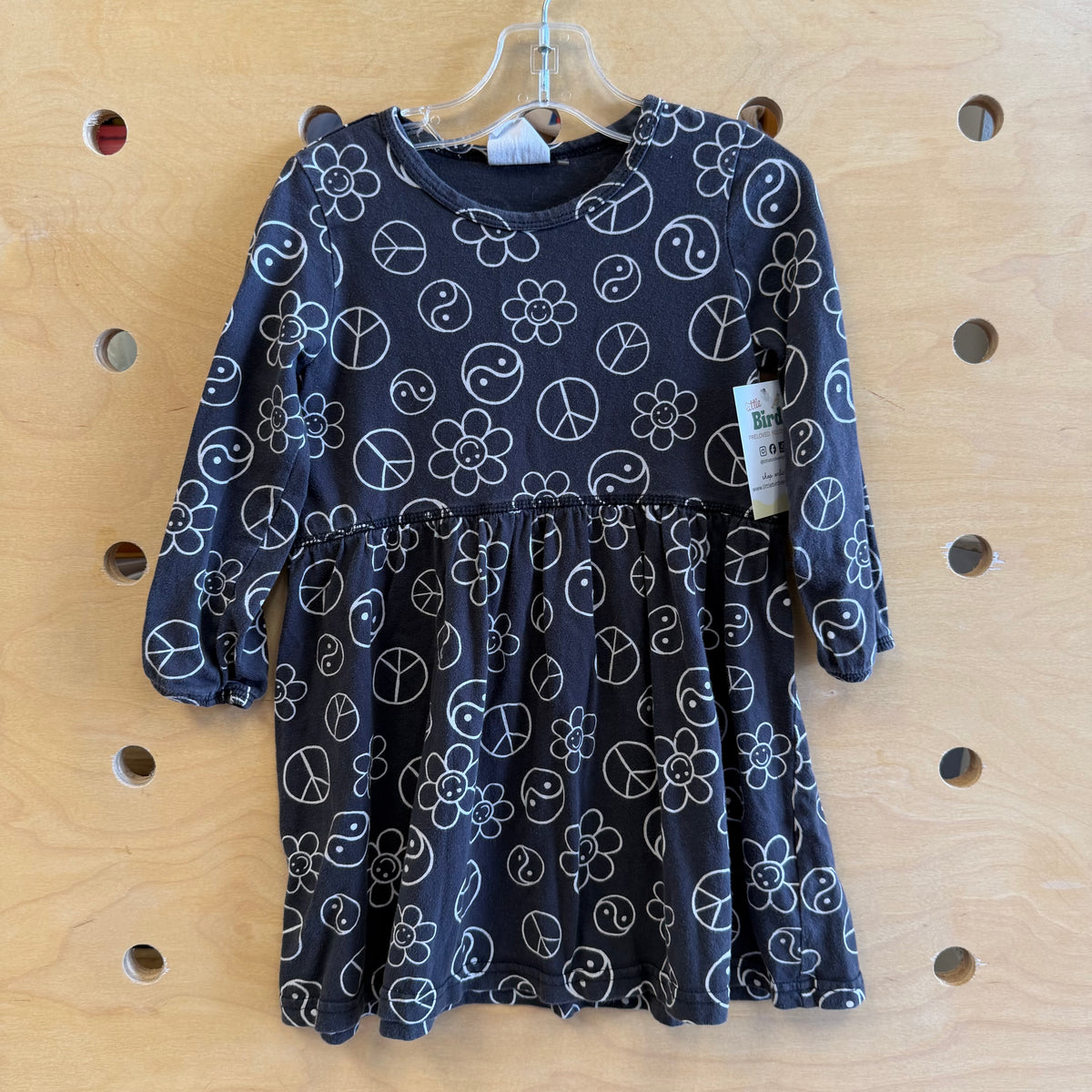 Grey Peace Flowers Dress