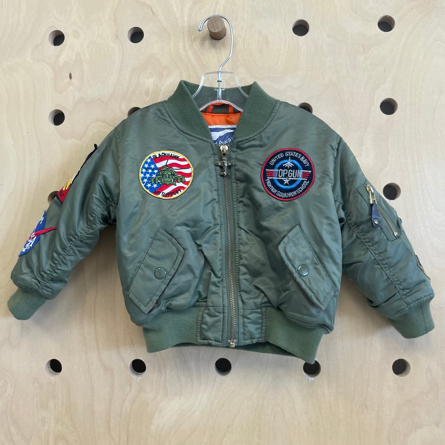 Olive Top Gun Patches Bomber Jacket