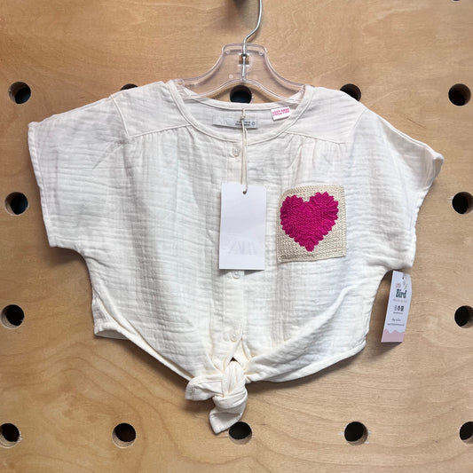 Cream Granny Square Heart Pocket Top NEW!