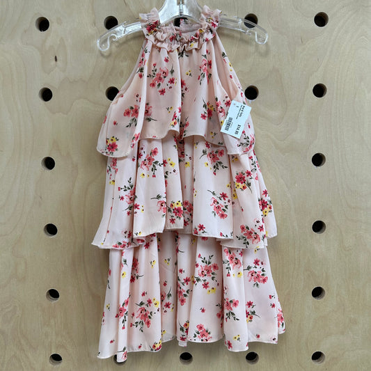 Pink Chiffon Floral Dress