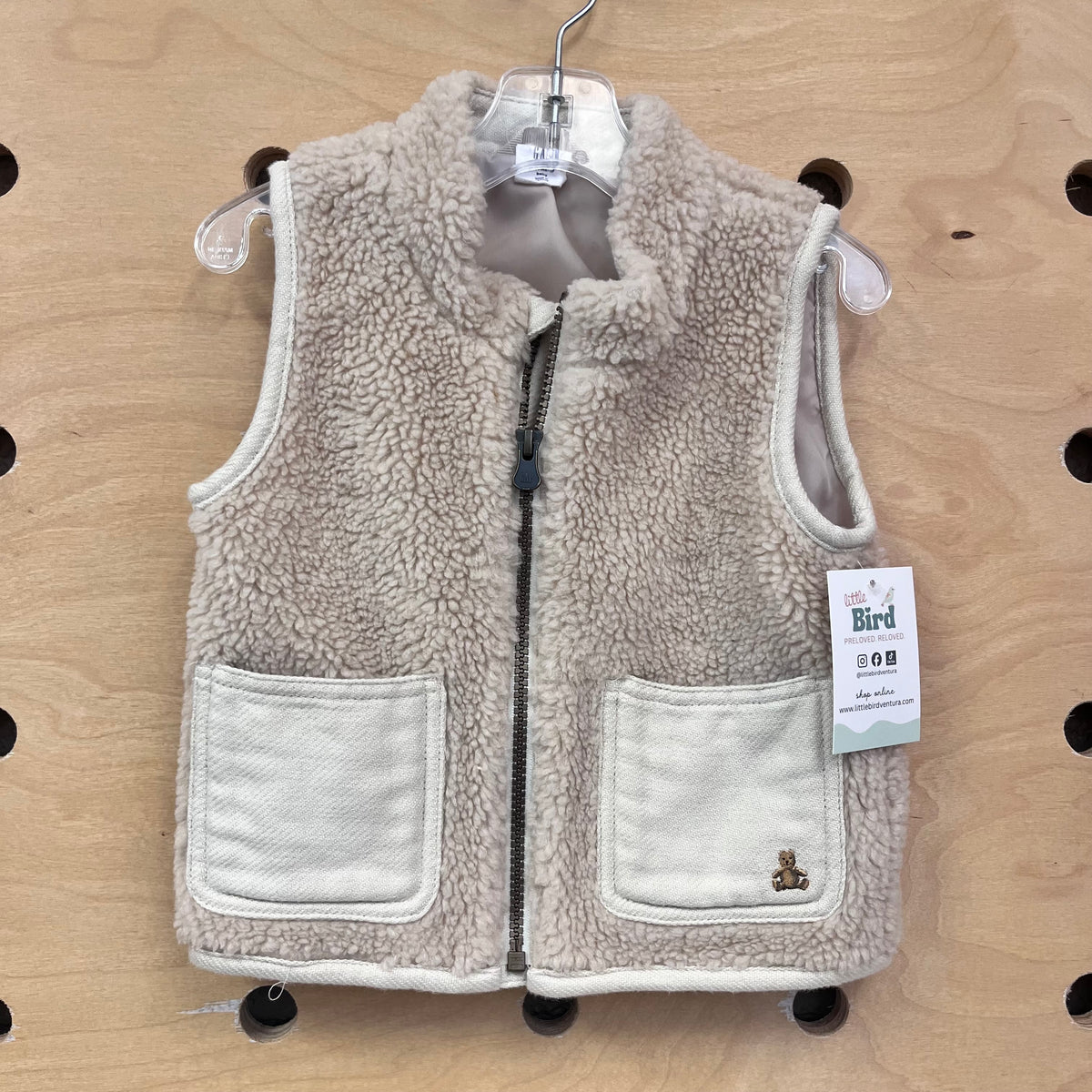 Cream Sherpa Zip Vest
