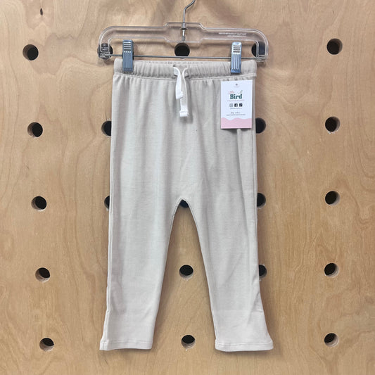 Cream Ribbed Organic Pull On Pants