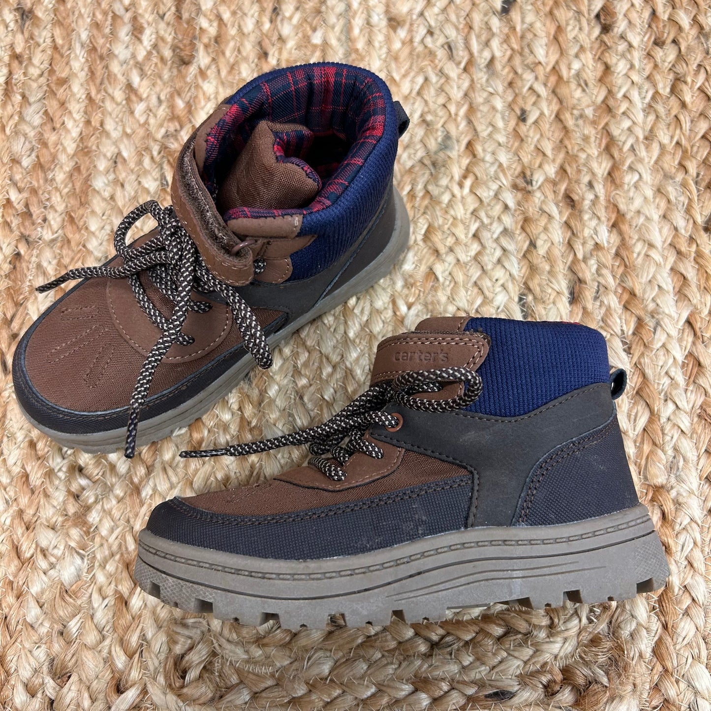 Brown & Blue Hiking Boots